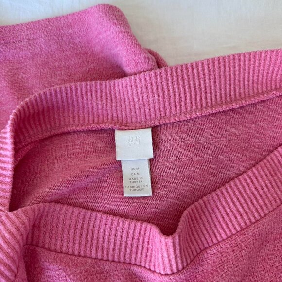 H&M Pink Melange Boat Neck Ribbed Trim Crew Sweater - Picture 4 of 5